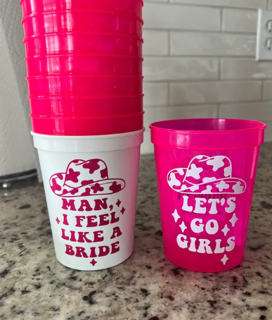 Cow Print Cowgirl Hat Lets Go Girls Party Cups