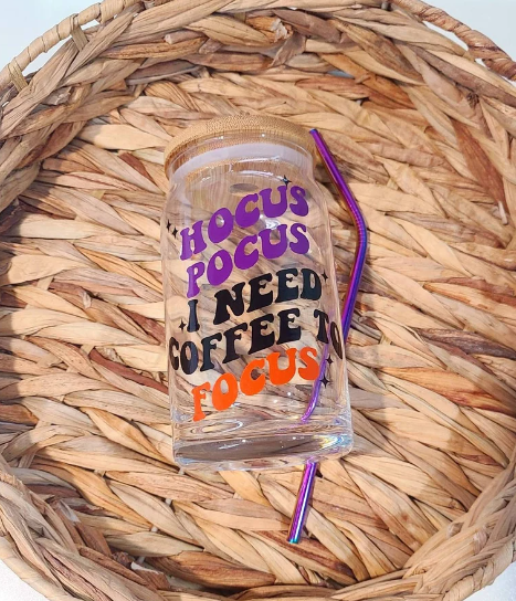 I Need Coffee To Focus Beer Can Glass