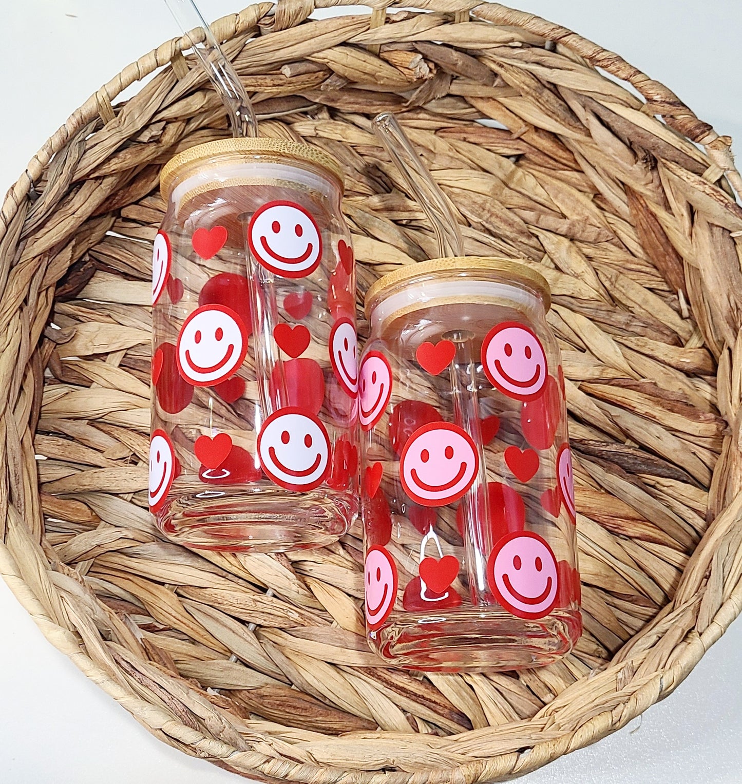 Boho Valentine's Day Can Glasses