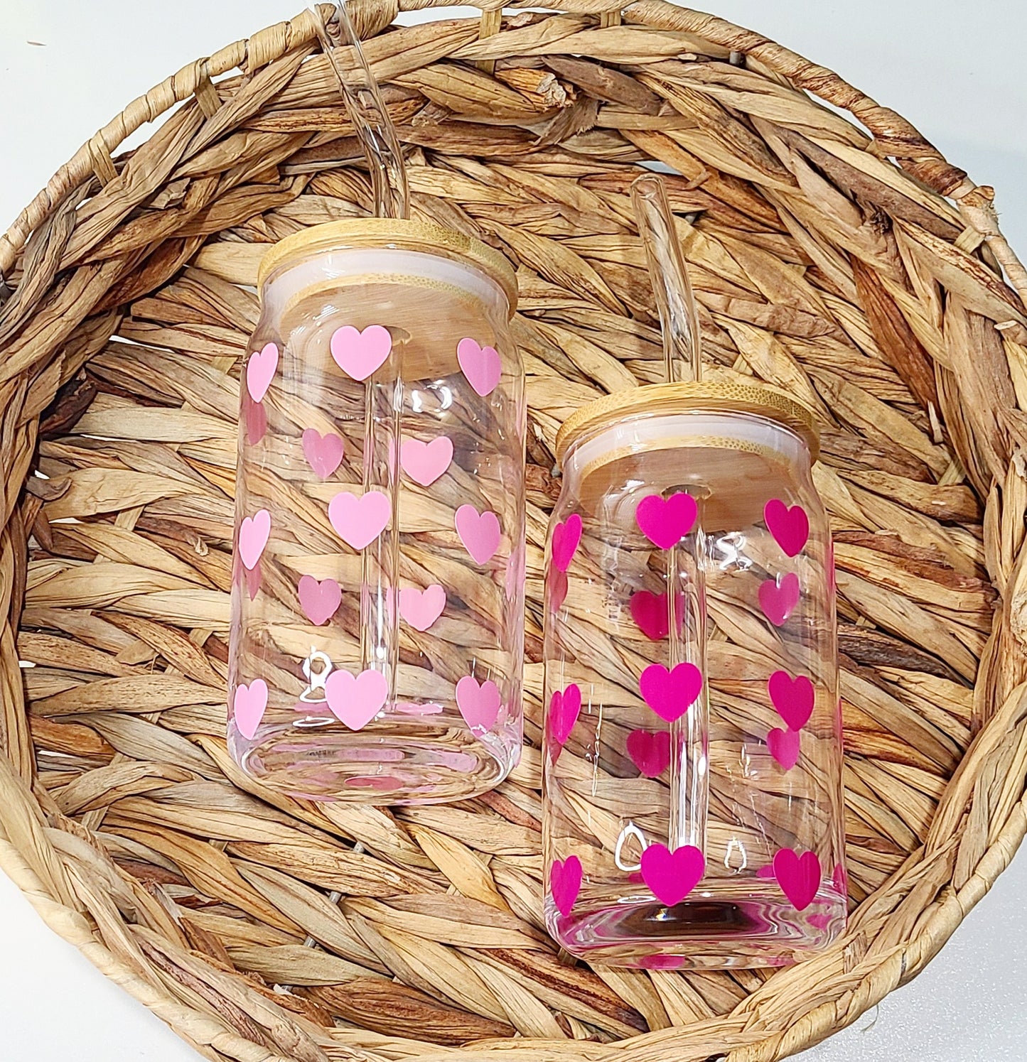 Boho Valentine's Day Can Glasses