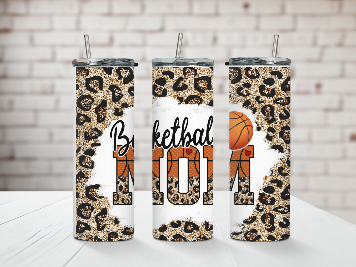 Vaso con estampado de leopardo para mamás que juegan al baloncesto