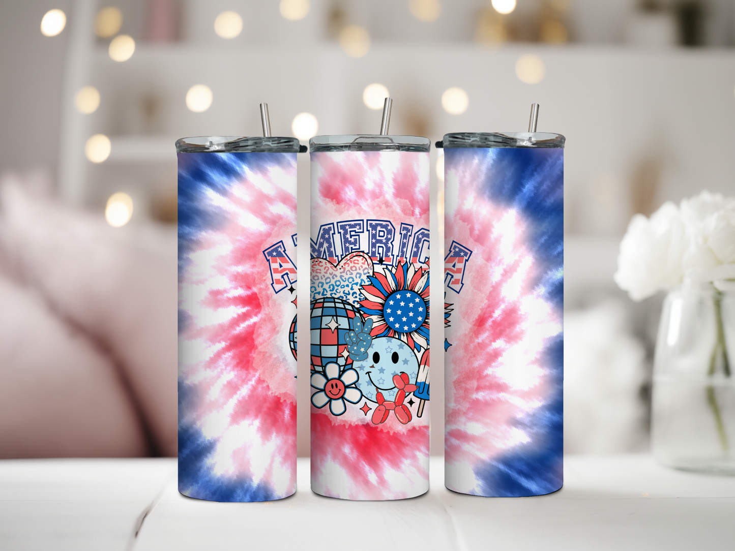 Retro America Tie Dye Tumbler