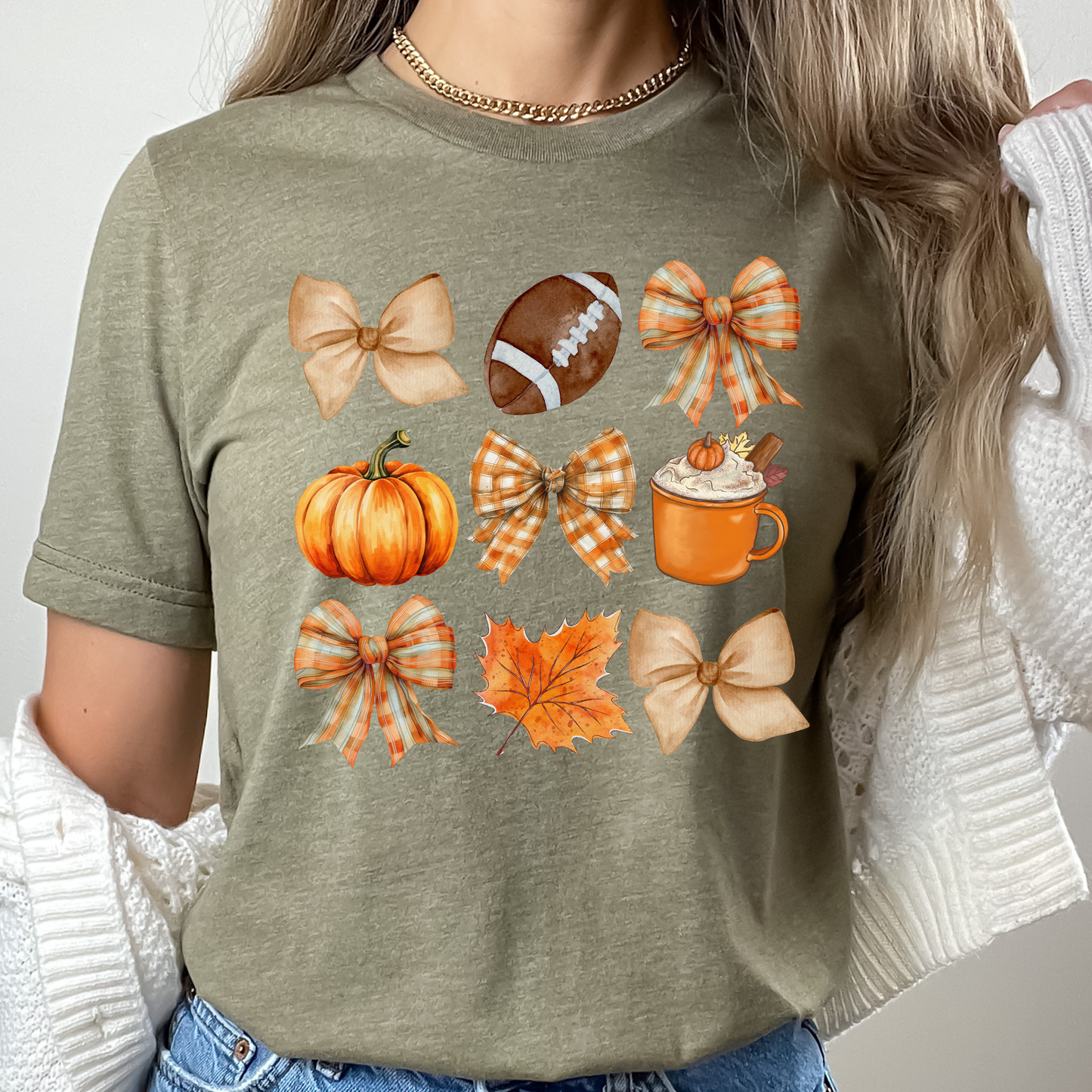 Coquette Fall Football Shirt in a unisex design with playful bows, made from soft cotton blend fabric, perfect for game day and stylish autumn outings