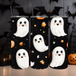20oz Cute Ghost Tumbler with Black Background. Features a playful ghost design on a sleek black tumbler. Stainless steel construction with double-wall vacuum insulation to keep beverages hot or cold. Includes a spill-proof lid and reusable straw. Perfect for Halloween parties, fall activities, and everyday spooky fun. Stylish and functional drinkware for Halloween enthusiasts.