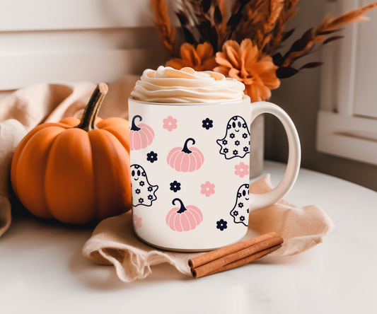 Retro Cute Daisy Ghost Coffee Mug