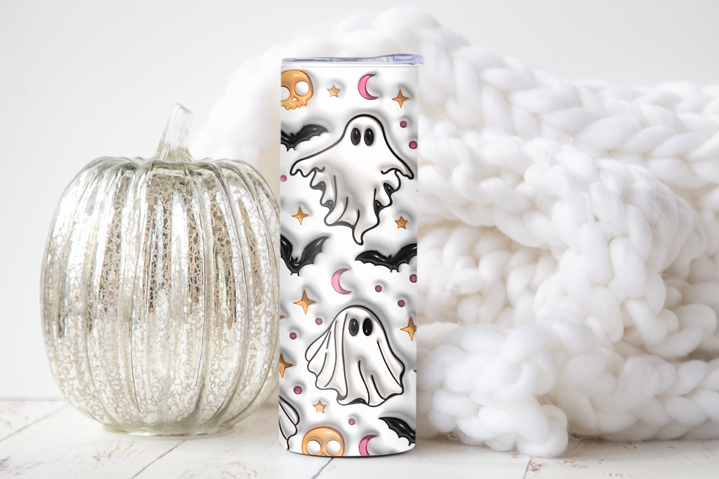 Cute Ghost & Bats Inflated Tumbler