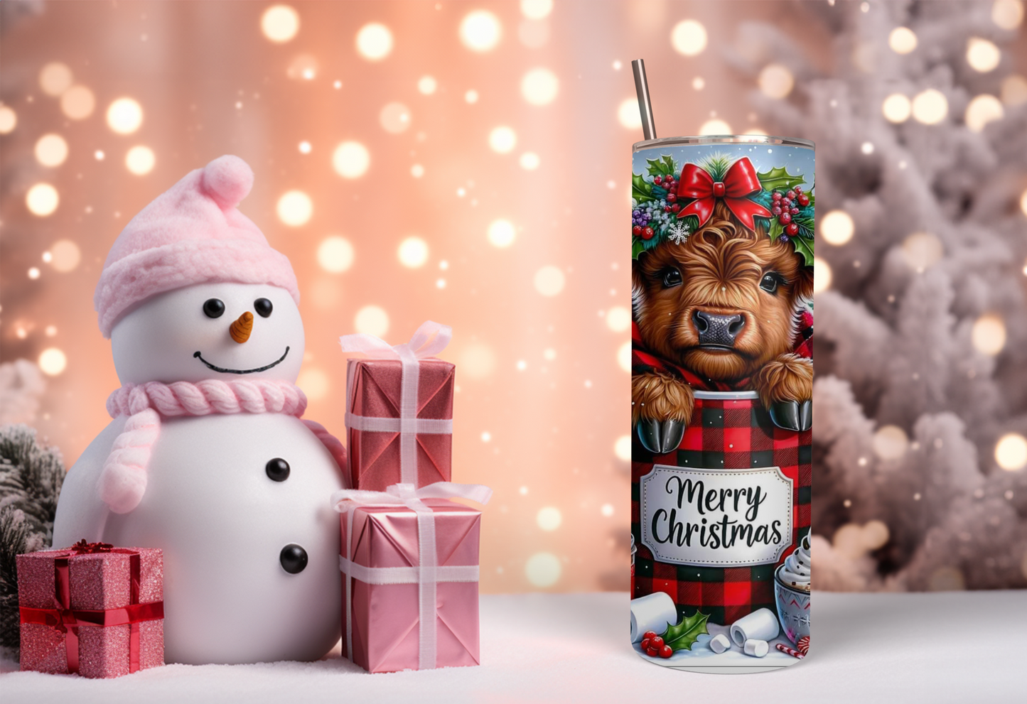 Christmas Highland Cow Tumbler