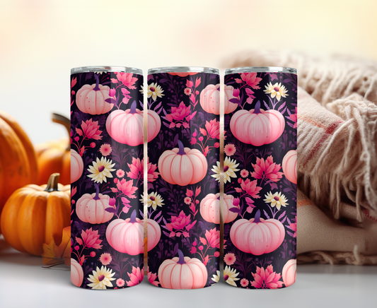 Floral Pink Pumpkins Tumbler