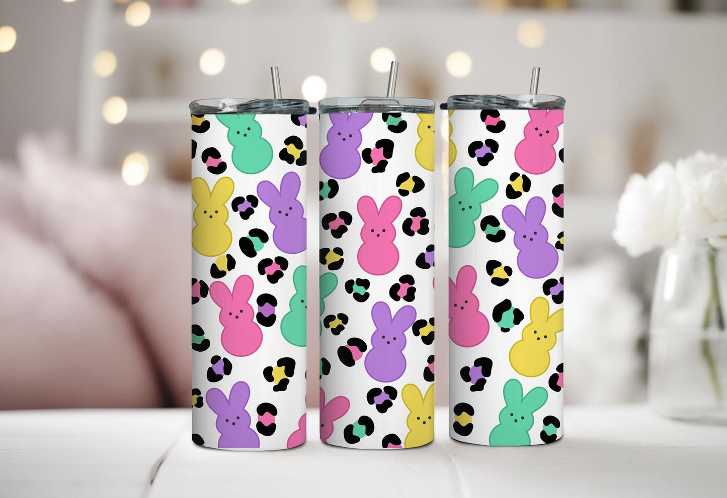 Colorful Bunny Leopard Tumbler