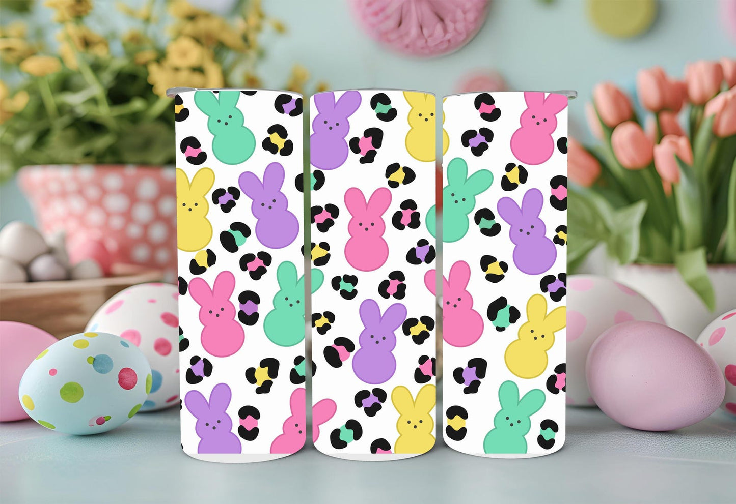 Colorful Bunny Leopard Tumbler