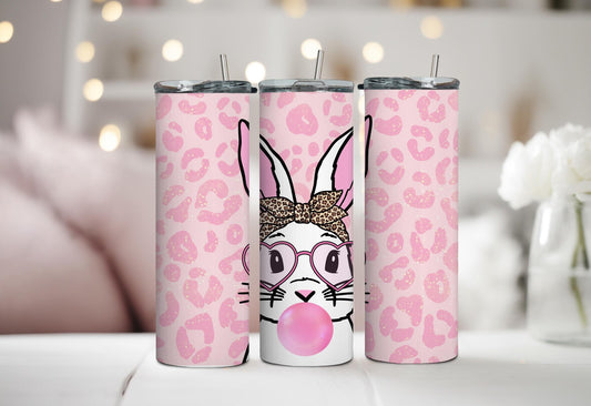 Pink Leopard Bunny Tumbler