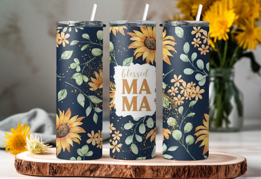 Blessed Mama Sunflower Tumbler