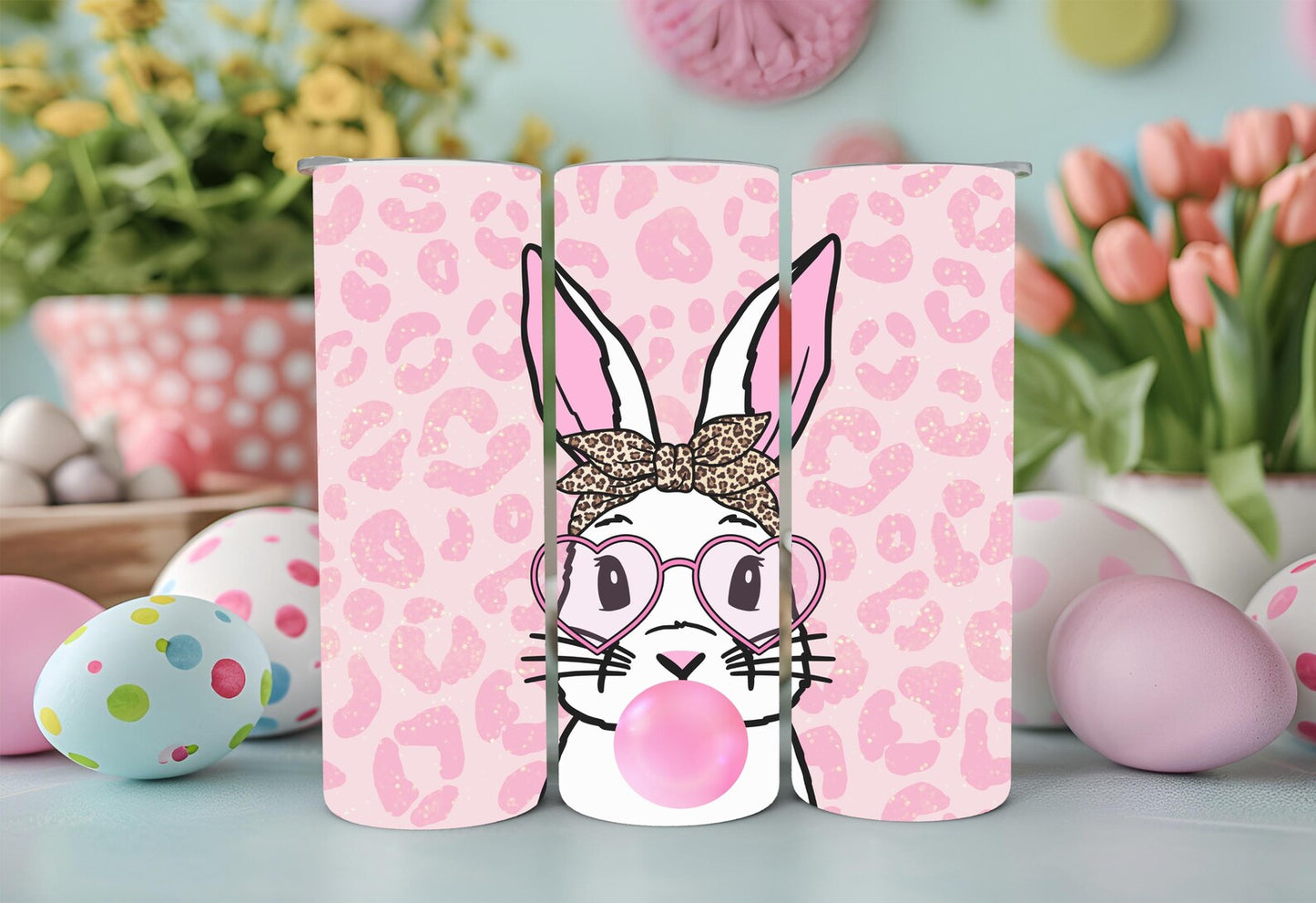 Pink Leopard Bunny Tumbler