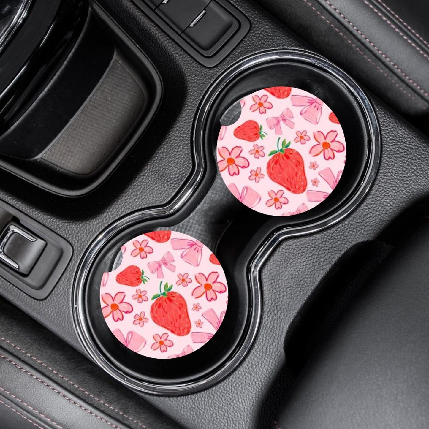 Strawberry Coquette Car Coasters