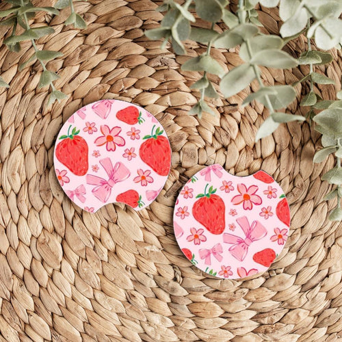 Strawberry Coquette Car Coasters