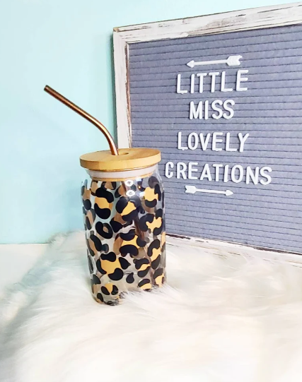 Leopard Print Beer Can Glass