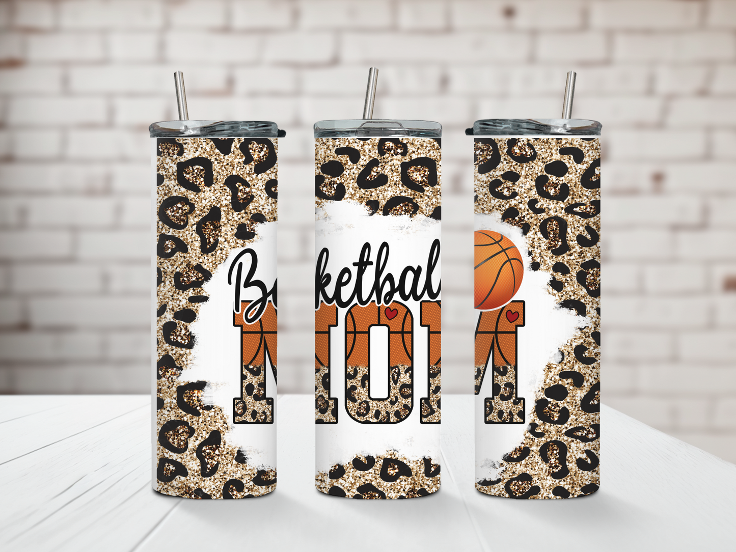 Leopard Print Basketball Mom Tumbler