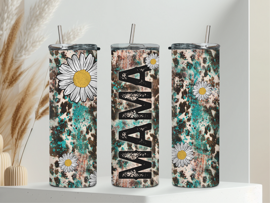 Daisy Cowhide Mama Tumbler