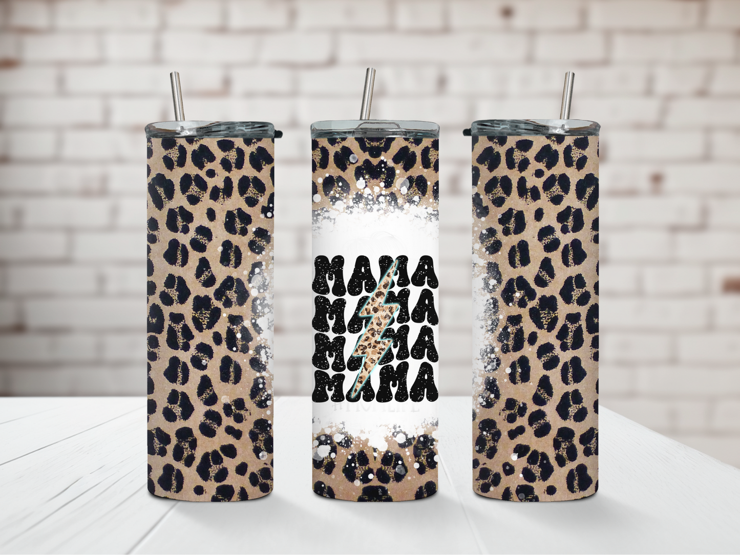 Vaso con diseño de leopardo y rayo de mamá