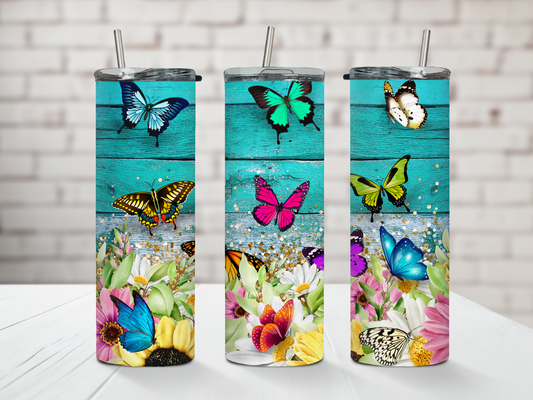 Rustic Butterfly Garden Tumbler