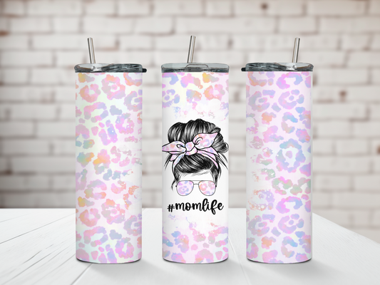 Pastel Leopard Print Mom Life Tumbler