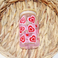 Vaso de cerveza en forma de lata con corazones retro para San Valentín