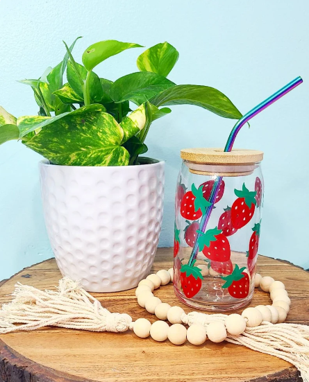 Strawberry Beer Can Glass