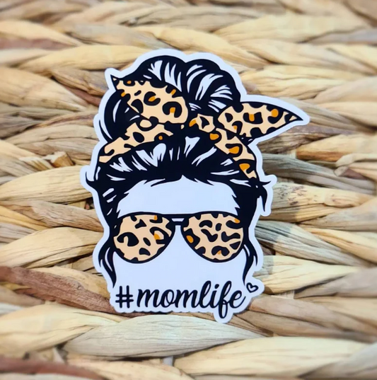 Leopard Print Headband Mom Life Sticker