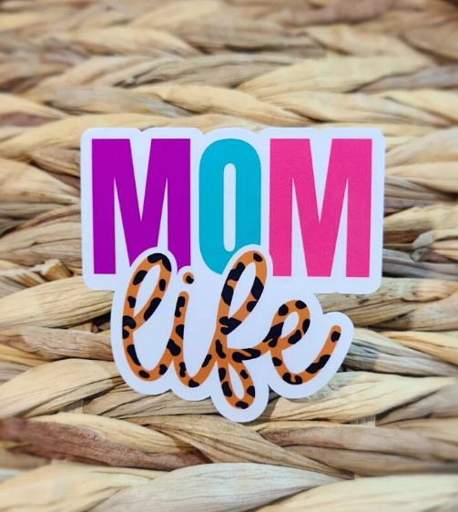 Leopard Print Mom Life Sticker